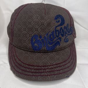 Vintage Billabong Snapback Hat Geometric Embroidered Rope Stitching Brown